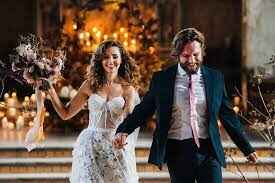 A happy couple getting married